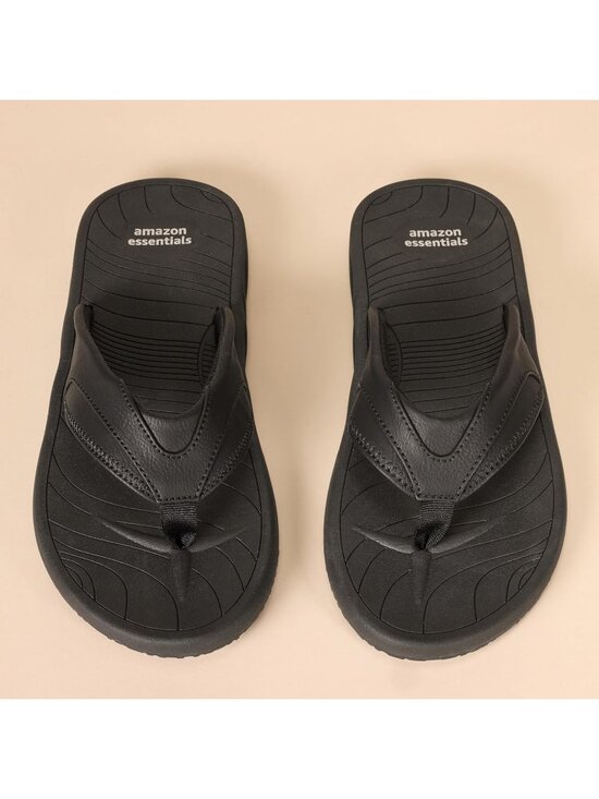 Men\'s Black Slip-on Flip Flop Comfort Sandals with Enhanced Grip Cushioning main image 4